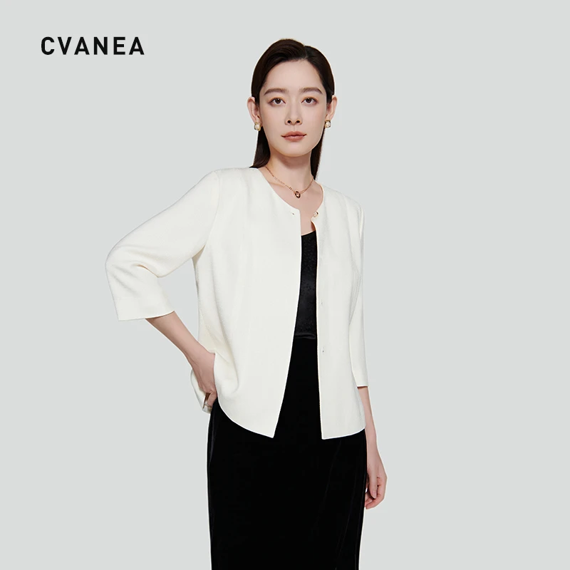 CV ' 高级定制轻奢女装 纸片人3D立裁收腰显瘦醋酸七分袖西装外套