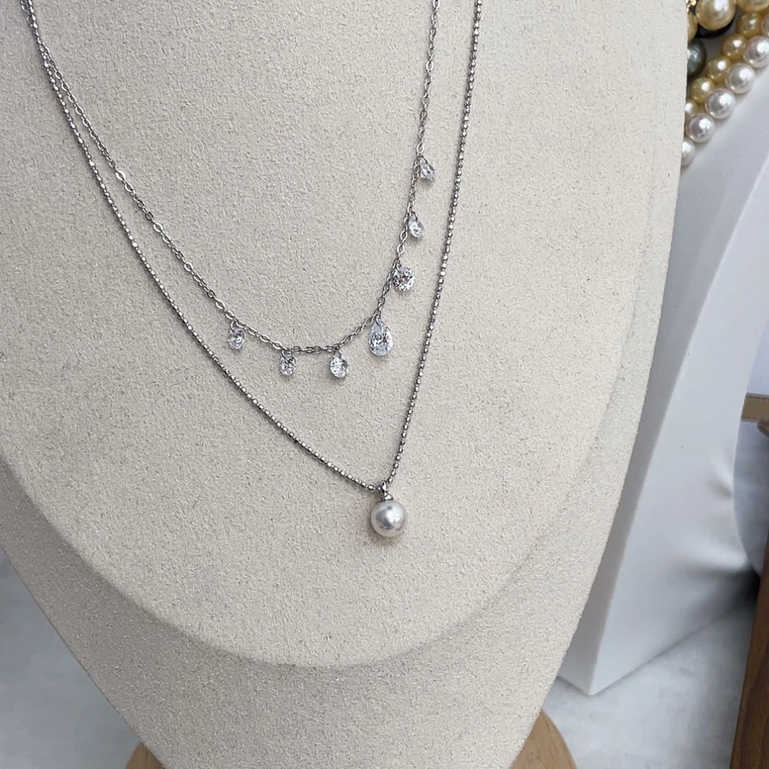 海水珍珠颈饰银S925镶嵌