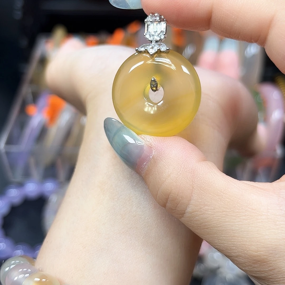 石英质玉银S925镶嵌颈饰
