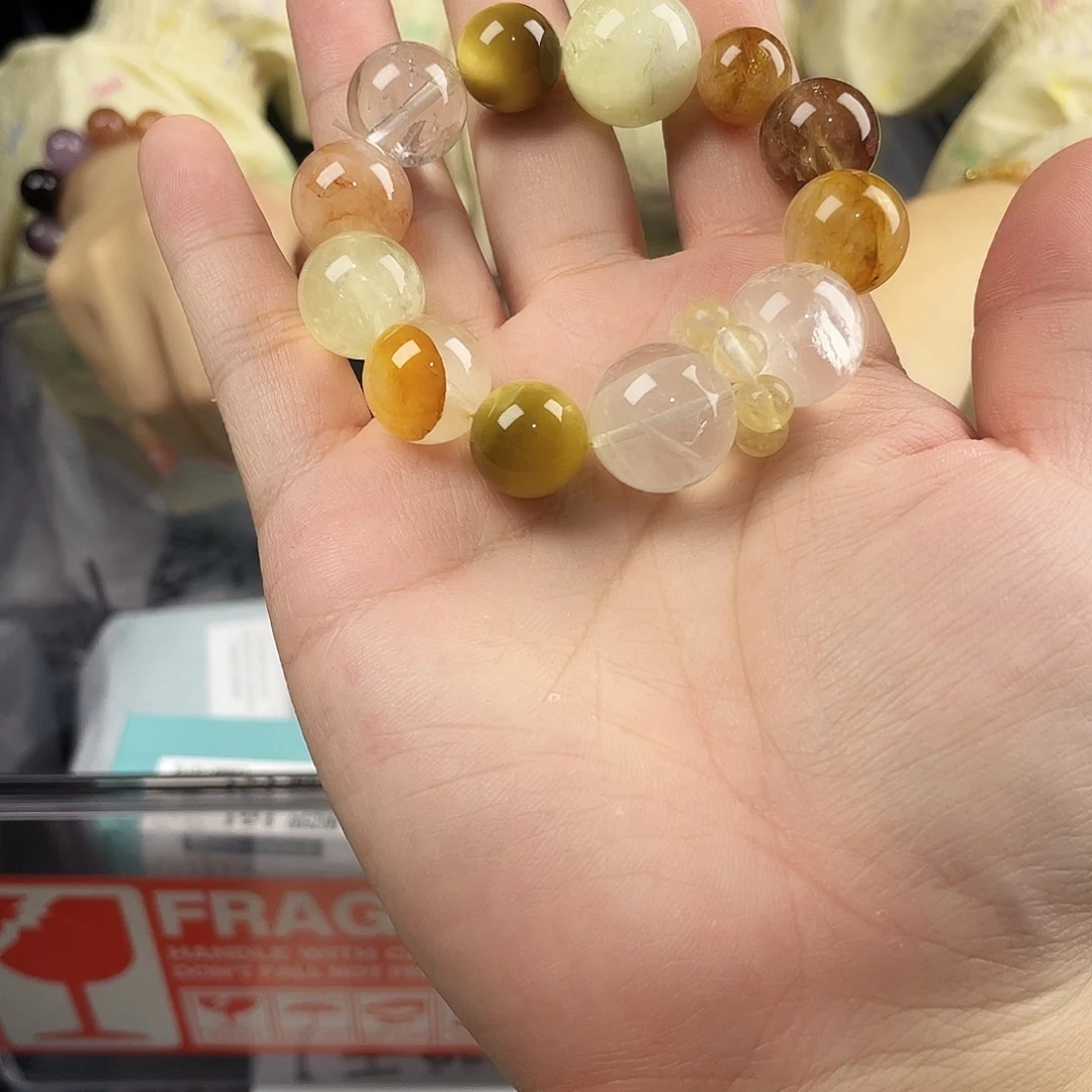 水晶手串银S925镀金镶嵌