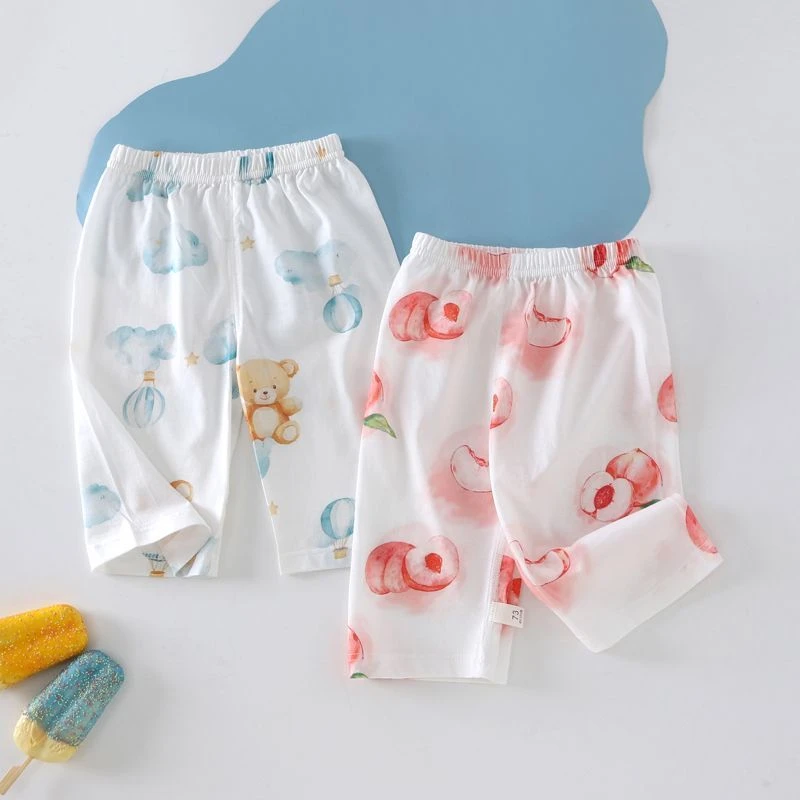 2件儿童防蚊裤纯棉无骨幼儿宝宝夏季薄款休闲裤男女童夏空调裤