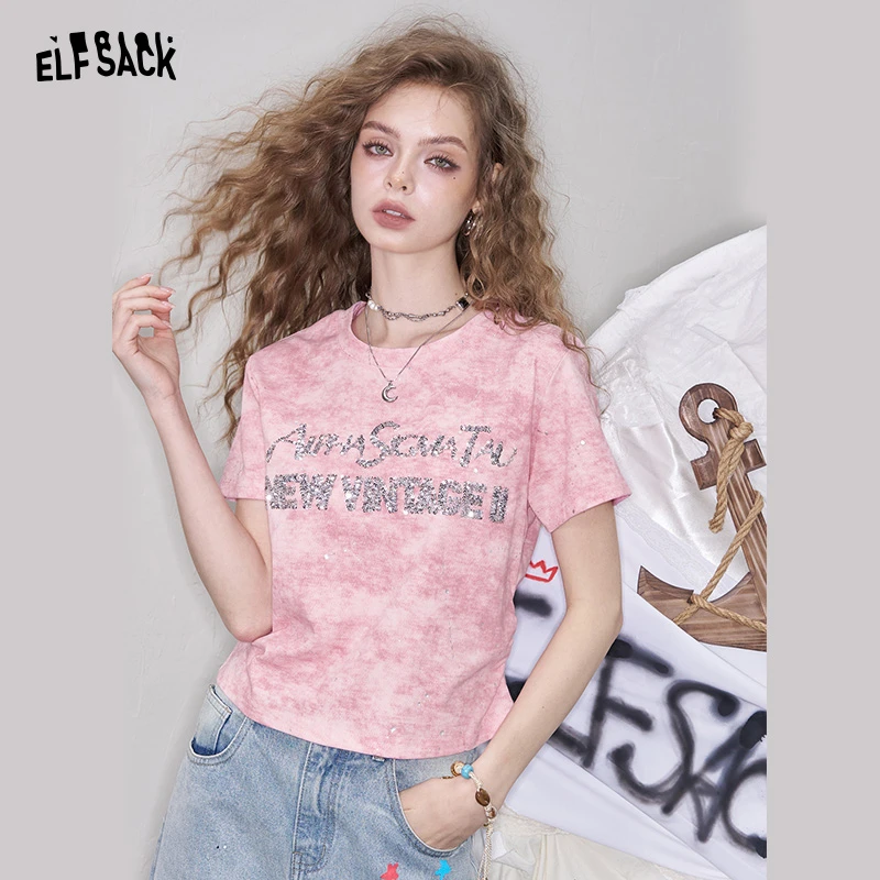 妖精的口袋舒适亲肤休闲短袖t恤2025设计感修身显瘦百搭25205284