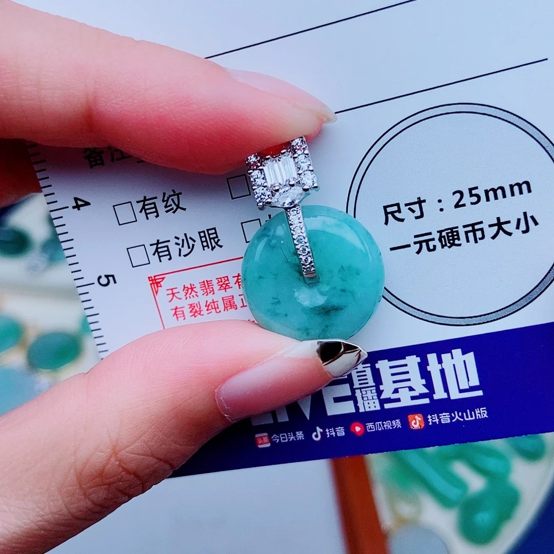 翡翠银S925镶嵌颈饰平安扣