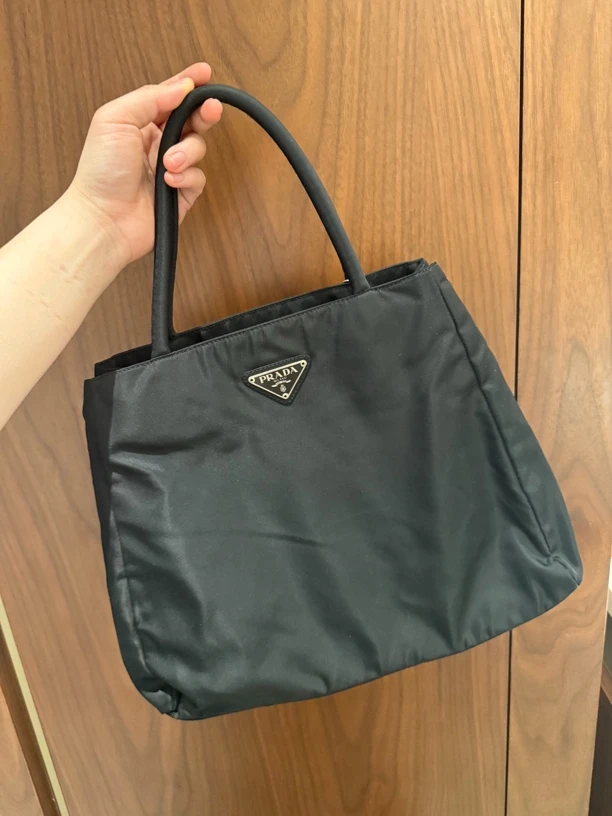 99新 Prada/普拉达 大吉中古/Prada普拉达黑银梯形降落伞