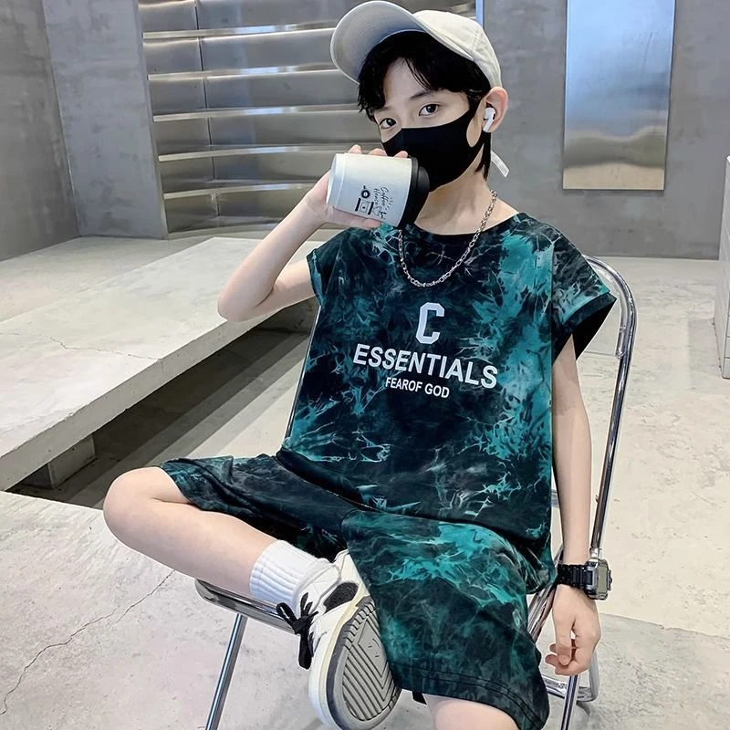 童装男童夏装2025新款儿童夏季短袖两件套男孩潮酷痞帅气二件套装