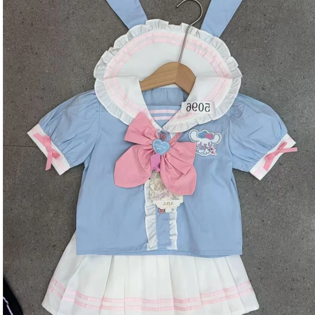 开箱款2025夏季新款卡通学院风JK童装玉桂狗