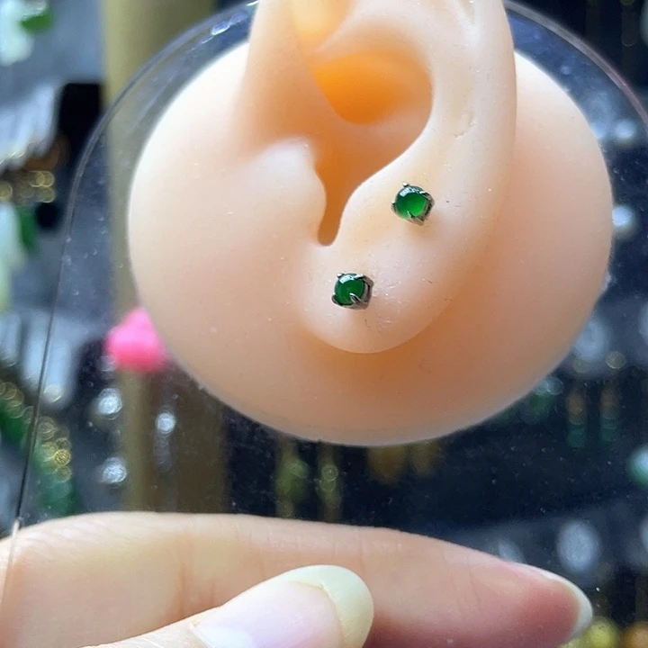 翡翠银S925镶嵌耳饰