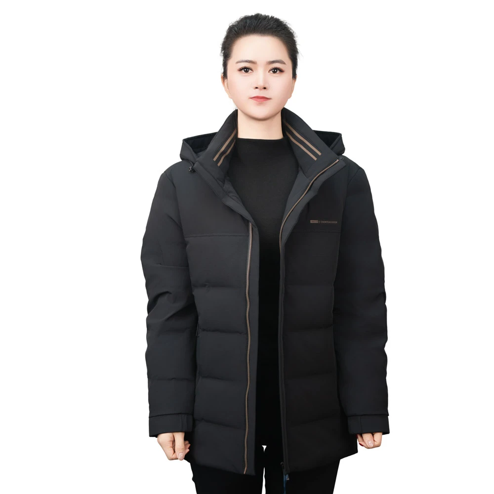 冬季男羽绒服中长款白鸭绒连帽可拆卸保暖外套加厚