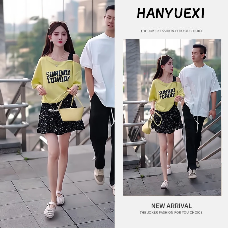 夏季一整套女装2025新款韩版休闲时尚遮肚显瘦短袖上衣短裙两件套