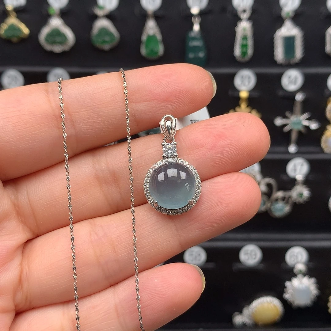 翡翠银S925镶嵌颈饰项链925