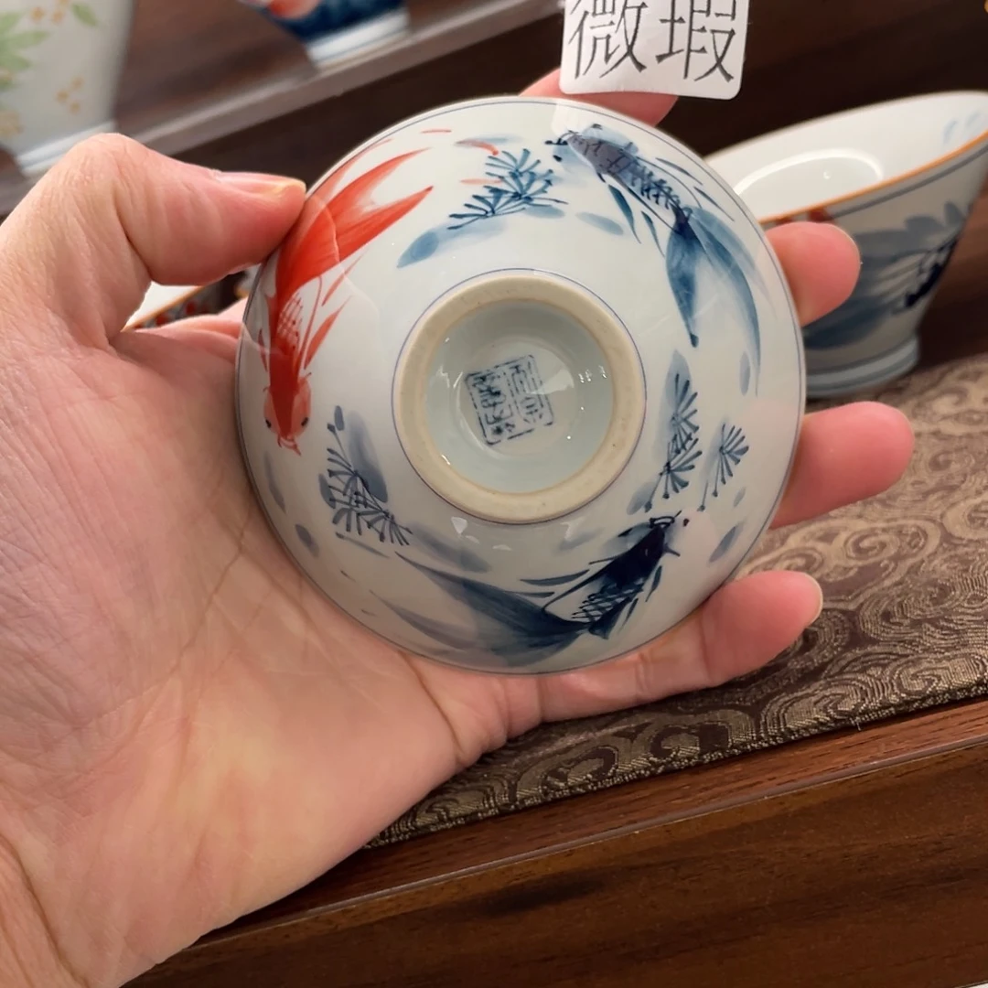 釉下手绘茶具微瑕