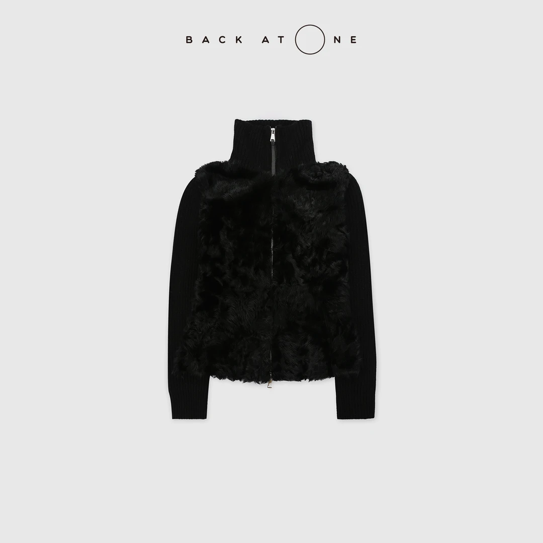 BACKATONE“绒线牧歌” 时尚百搭显瘦小湖羊针织外套 BFF-1GC486K-K