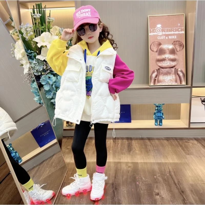 女童棉马甲2025秋冬新款洋气亮面免洗马甲中大童时尚百搭马甲外套