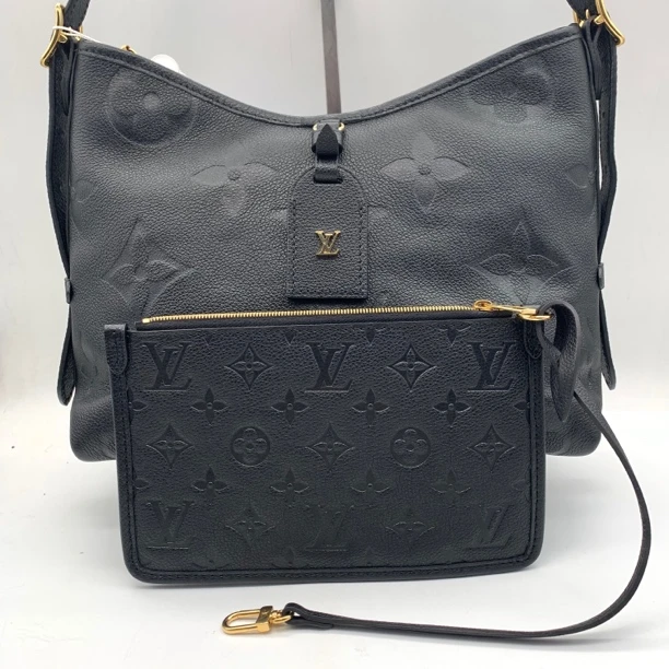99新 LouisVuitton/路易威登 LV carryall黑色压纹小号斜 带子袋
