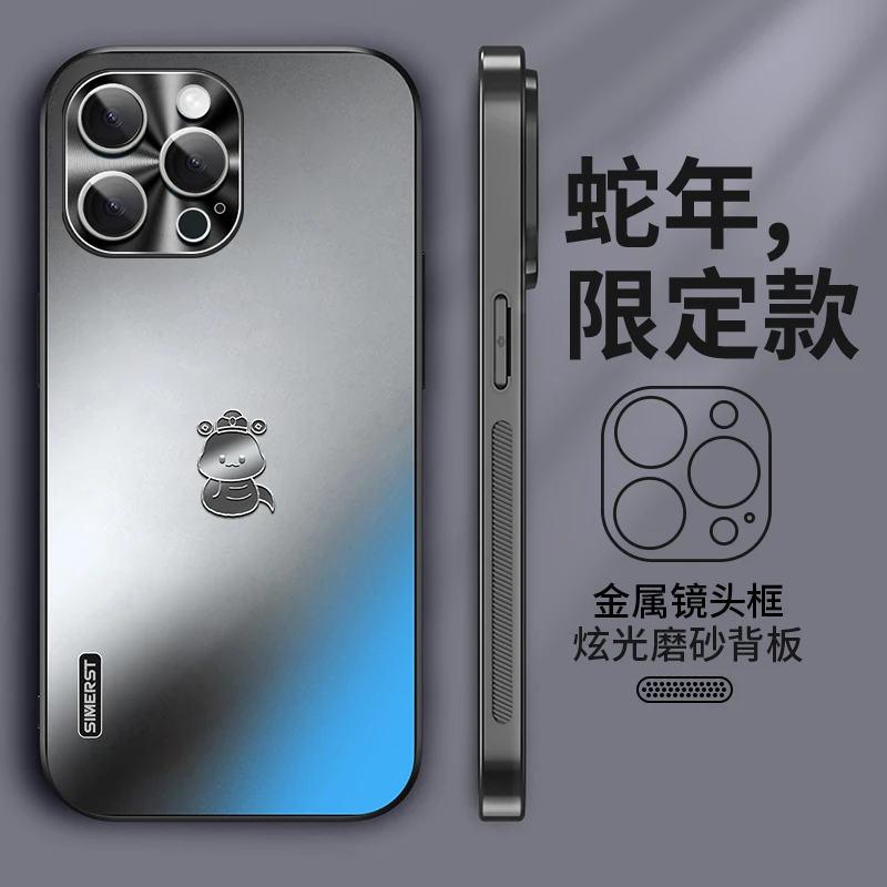 适用苹果系列16Pro炫金磨砂15Promax/14蛇年限定C8创意防摔手机壳