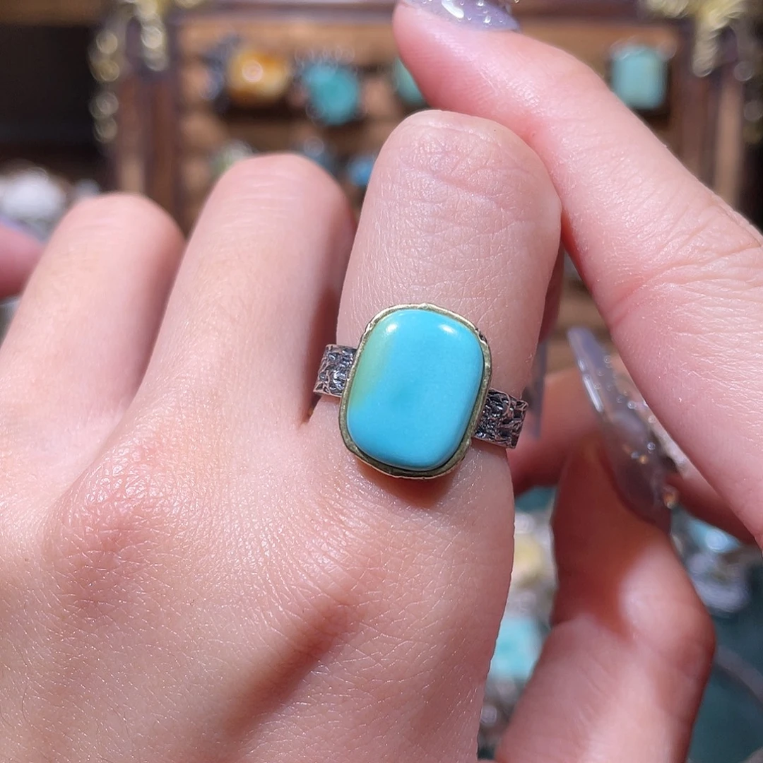 绿松石银S925镶嵌戒指