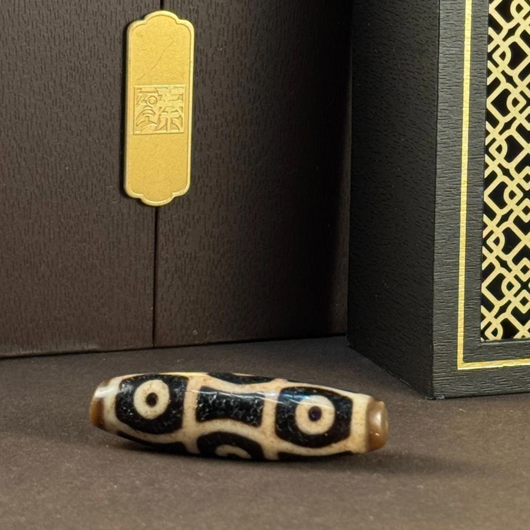 任晓攀藏式古法朱砂顶料52mm满砂时轮六眼时尚百搭镶蚀玛瑙珠吊坠