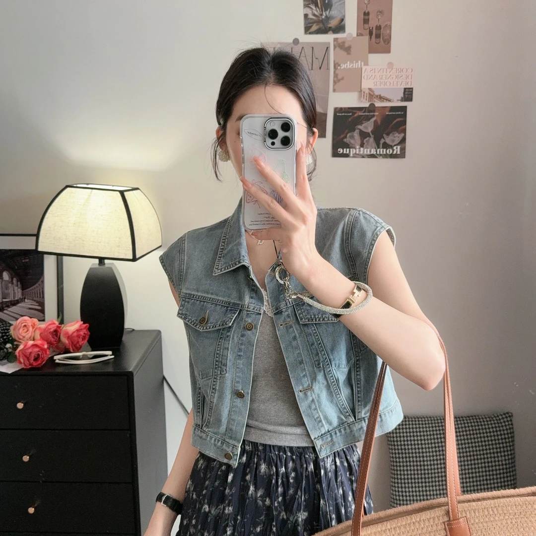 短袖牛仔衬衫女2025夏季新款韩版休闲上衣宽松显瘦时尚小飞袖外套