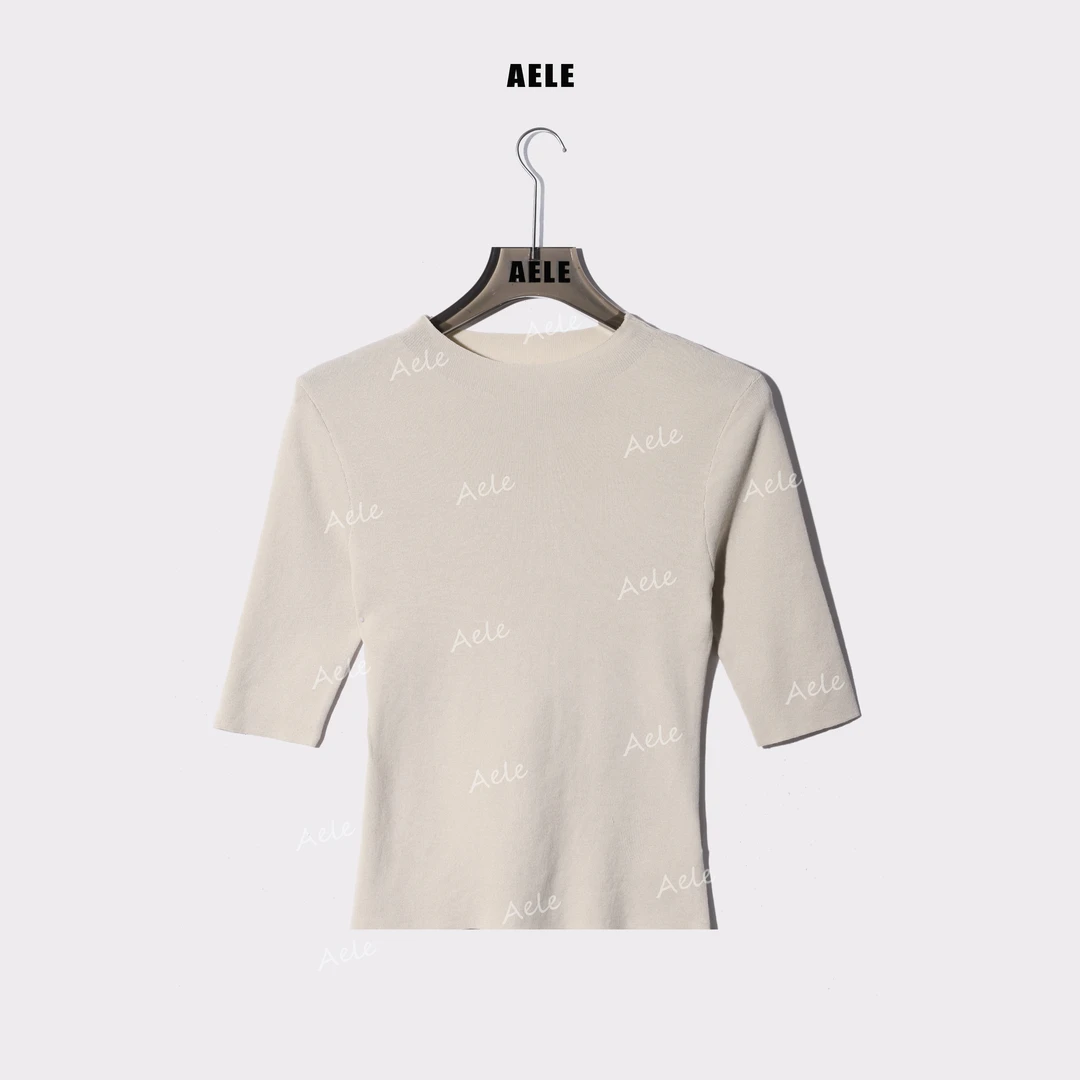 AELE极简休闲刺绣显瘦百搭中袖针织上衣 X853 2927 AD