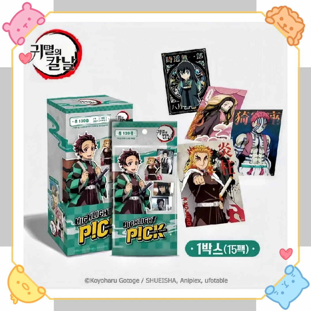 正版韩谷 鬼灭之刃韩国快闪拍立得收藏卡盲盒(1包3张 散池)