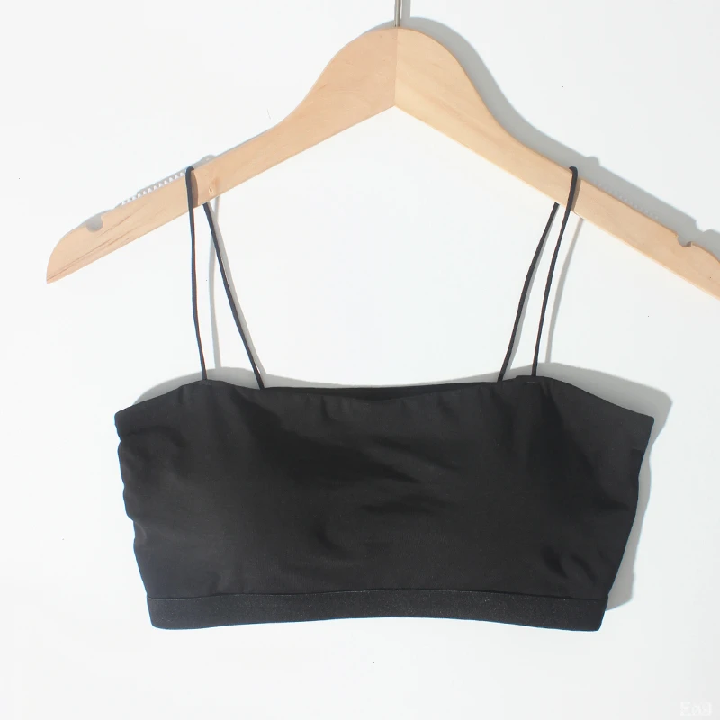 夏季薄款打底吊带背心女一体式无钢圈少女细肩带一字肩内搭性感