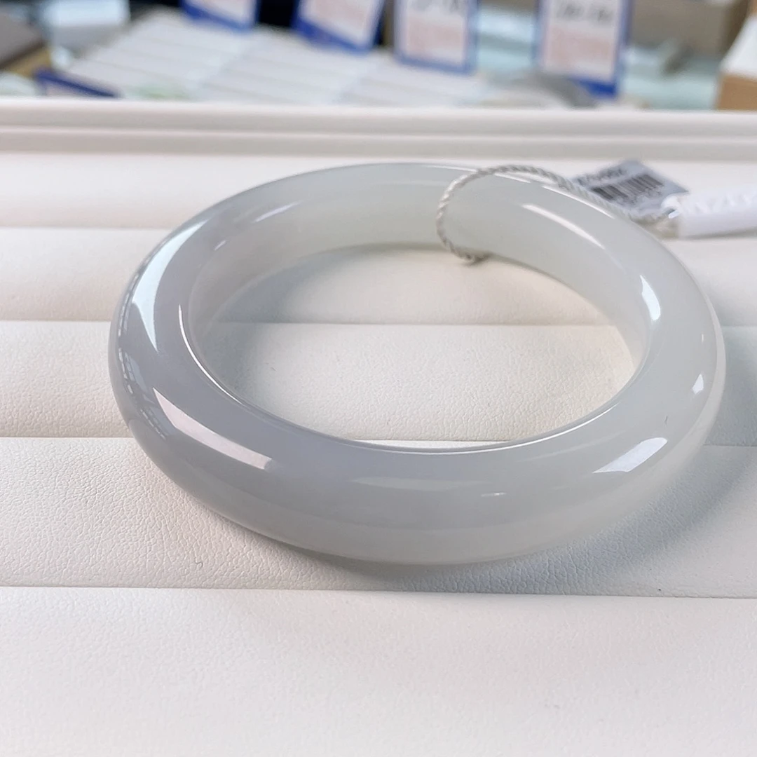 和田玉未镶嵌手镯紫白半山水 冰胶老料