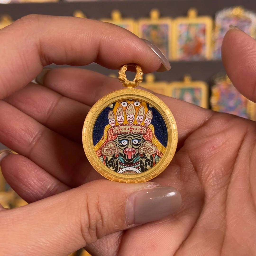 吊坠扎基拉姆小微唐粗矿砂2.5青海热贡唐卡