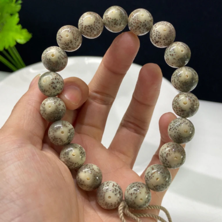 星月菩提手串原生态石玉料12mm圆大尺寸正月大留白圆珠精选海南籽