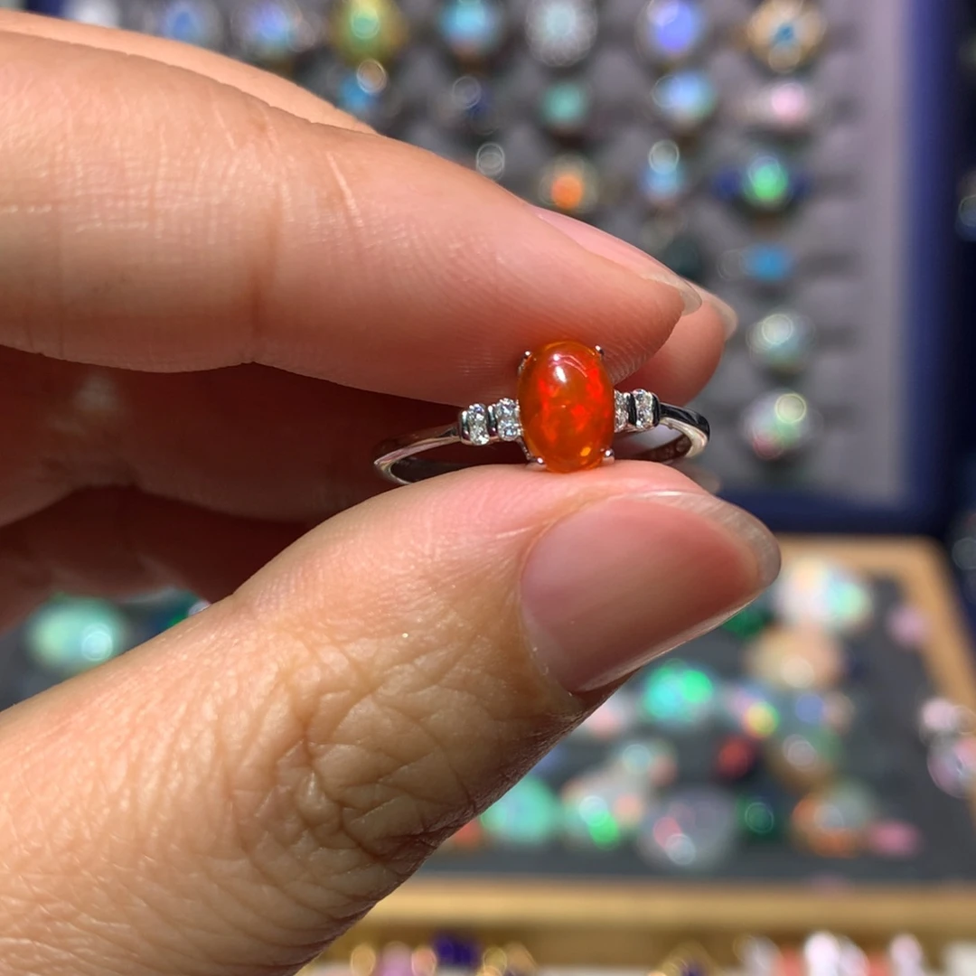 欧泊银S925镶嵌戒指特价不退换