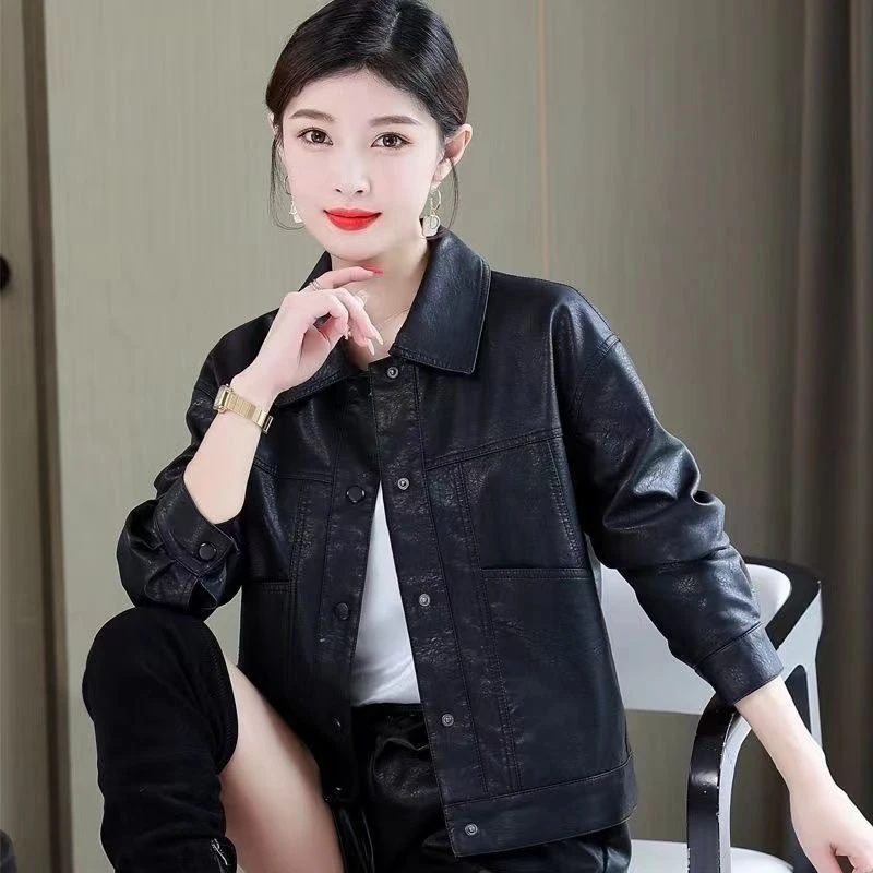 （香革优选）春秋显瘦韩版时尚百搭女士修身女装短款外套机车皮衣