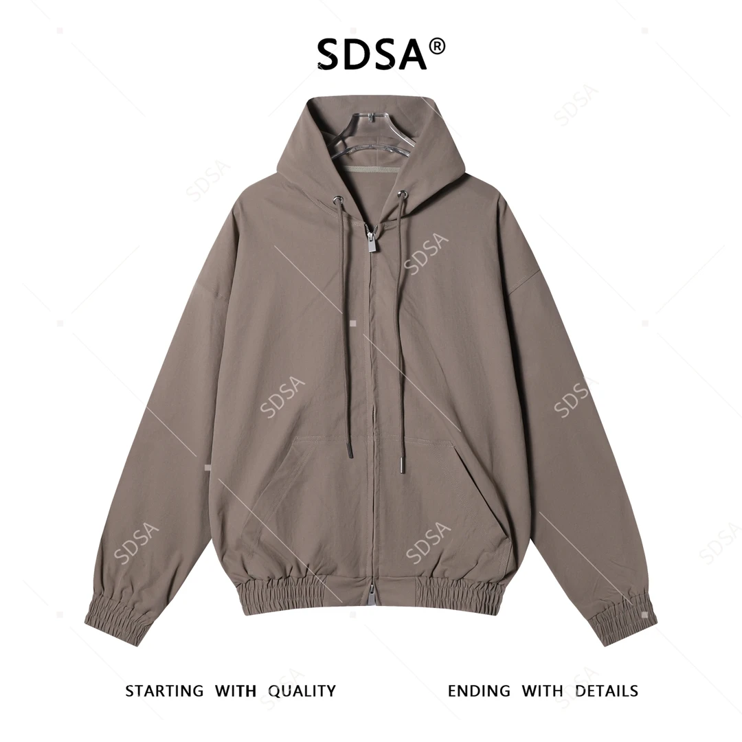 SDSA男士秋冬新款痞帅男装纯色高街抽绳连帽夹克外套小众时尚上衣