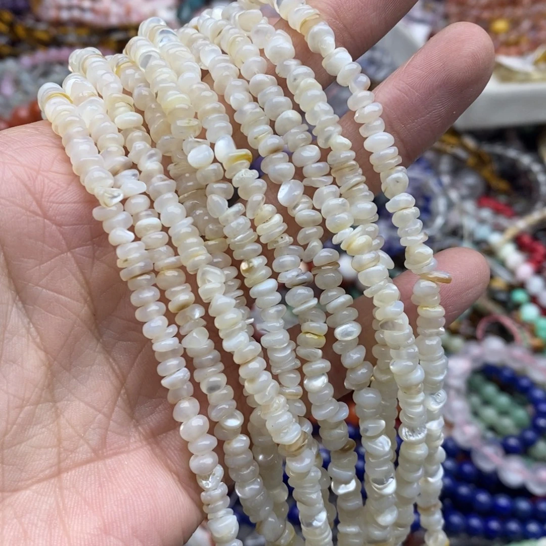 玛瑙/玉髓未镶嵌珠宝半成品一条天然5mm白蝶贝随行隔片