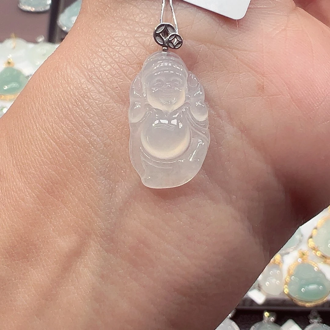 吊坠(不含链)18K金镶嵌翡翠财神爷