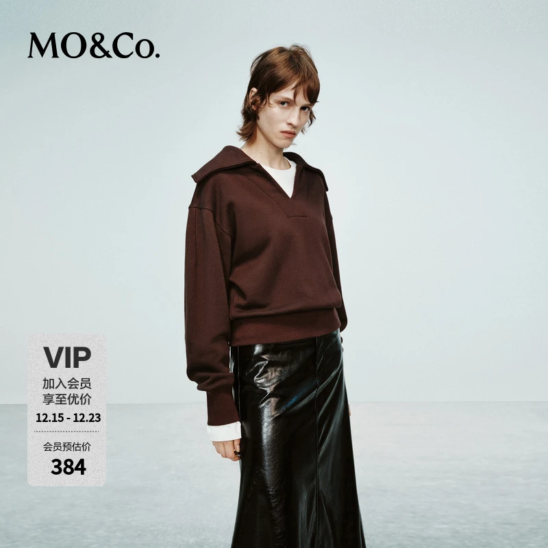 MOCO卫衣RECTO设计师联名冬海军领短款宽松MBD4SWS004