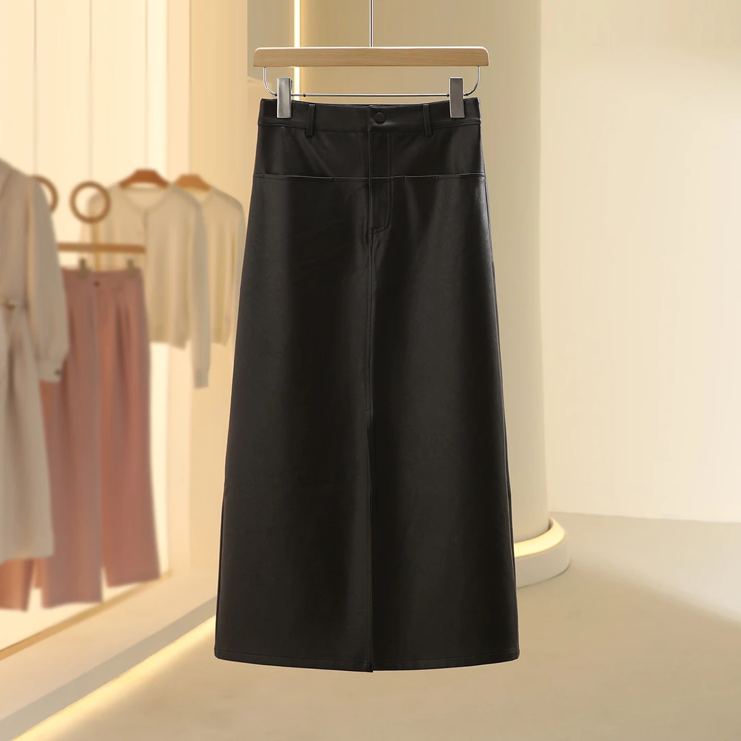 【迪】直筒半身裙潮流个性显瘦皮裙2025年秋季专柜撤柜女装七号铺