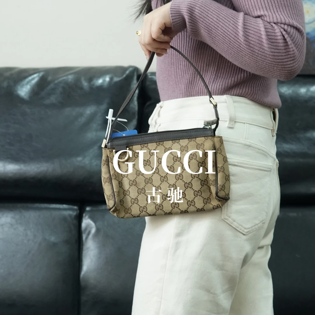 95新 GUCCI/古驰 老花拼皮单肩包/FYWJ12405030/5030