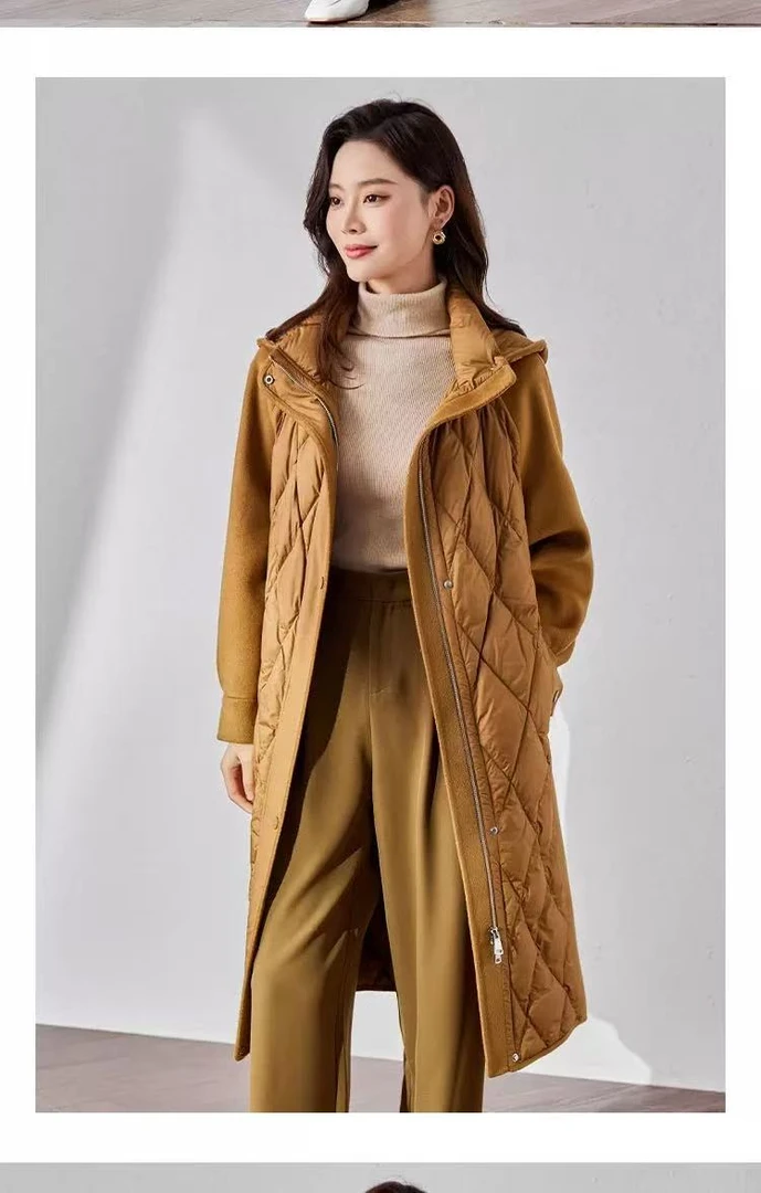 Y660 拉链女款连帽长袖加厚羽绒服冬季上衣女常规款女装