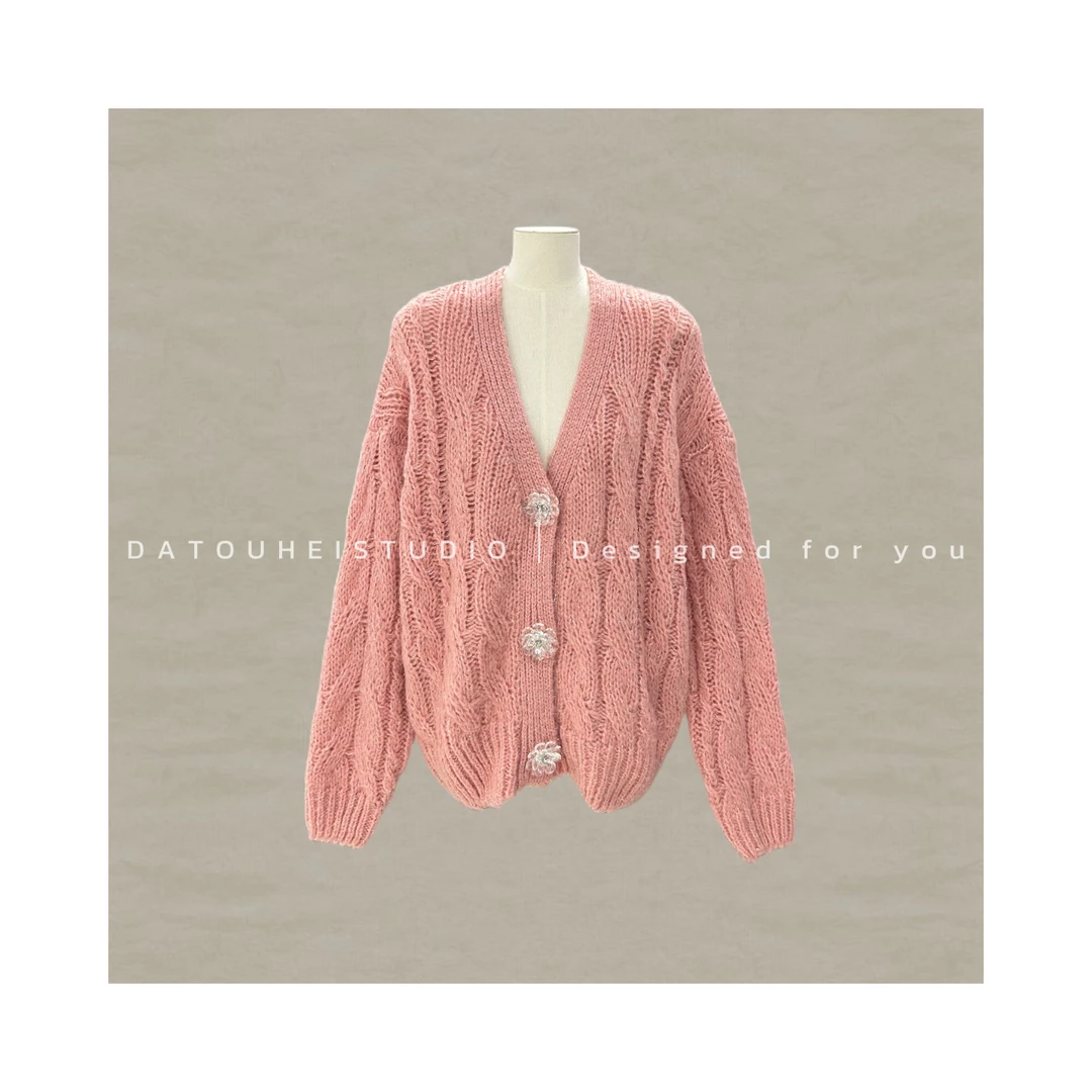 【DATOUHEI 秋冬新品】“miu系少女"慵懒风银色毛衣外套D226X00256