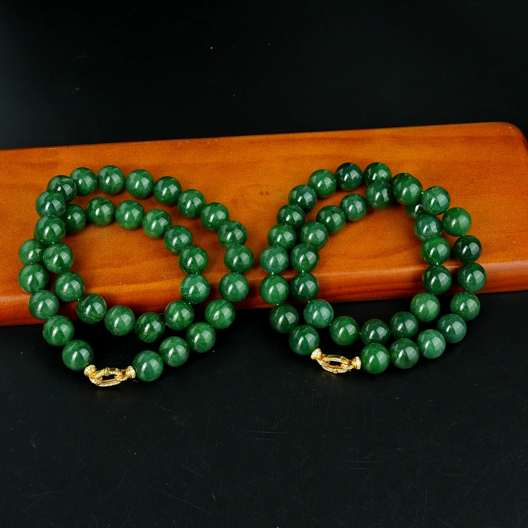 R*和田玉碧玉圆珠妈妈链14mm@YLG01121509-1@多样性发其一