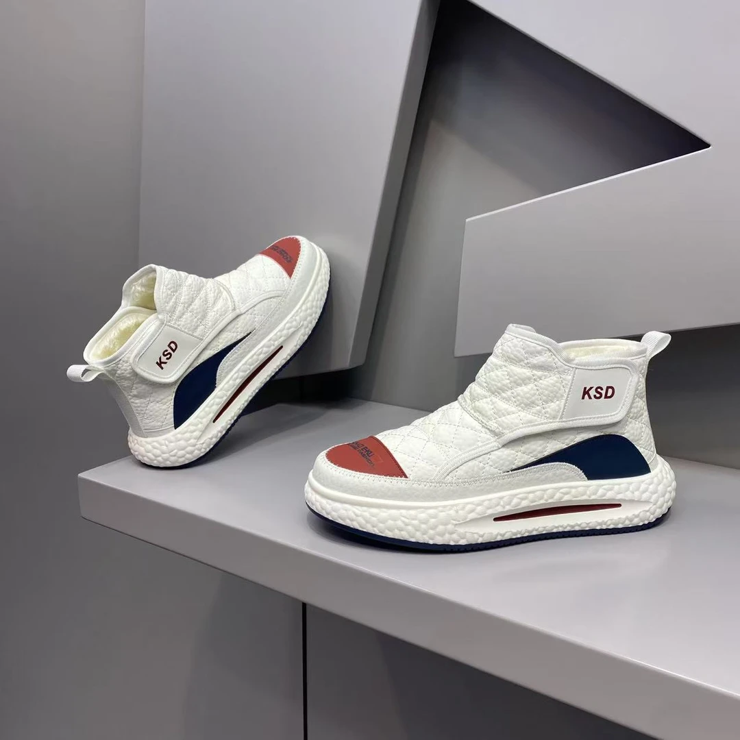 【皮鞋码】冬季新款皮面加绒棉鞋厚底男士时尚休闲潮鞋流行个性款jk