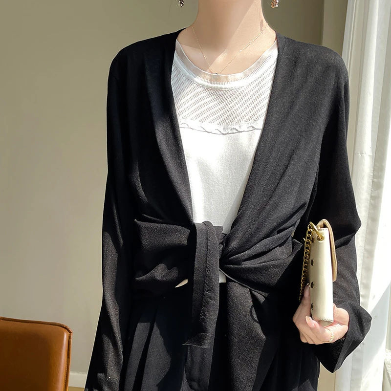 薄款空调衫针织夏女防晒衣开衫冰丝白色