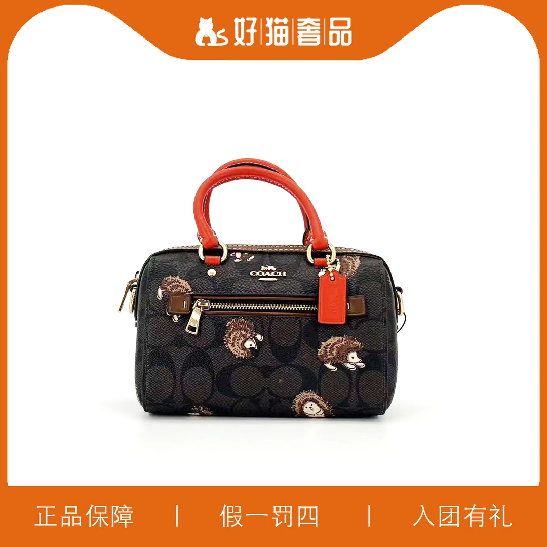 95新 COACH/蔻驰 蔻驰刺猬印花小波士顿包/P1442/17X13X9