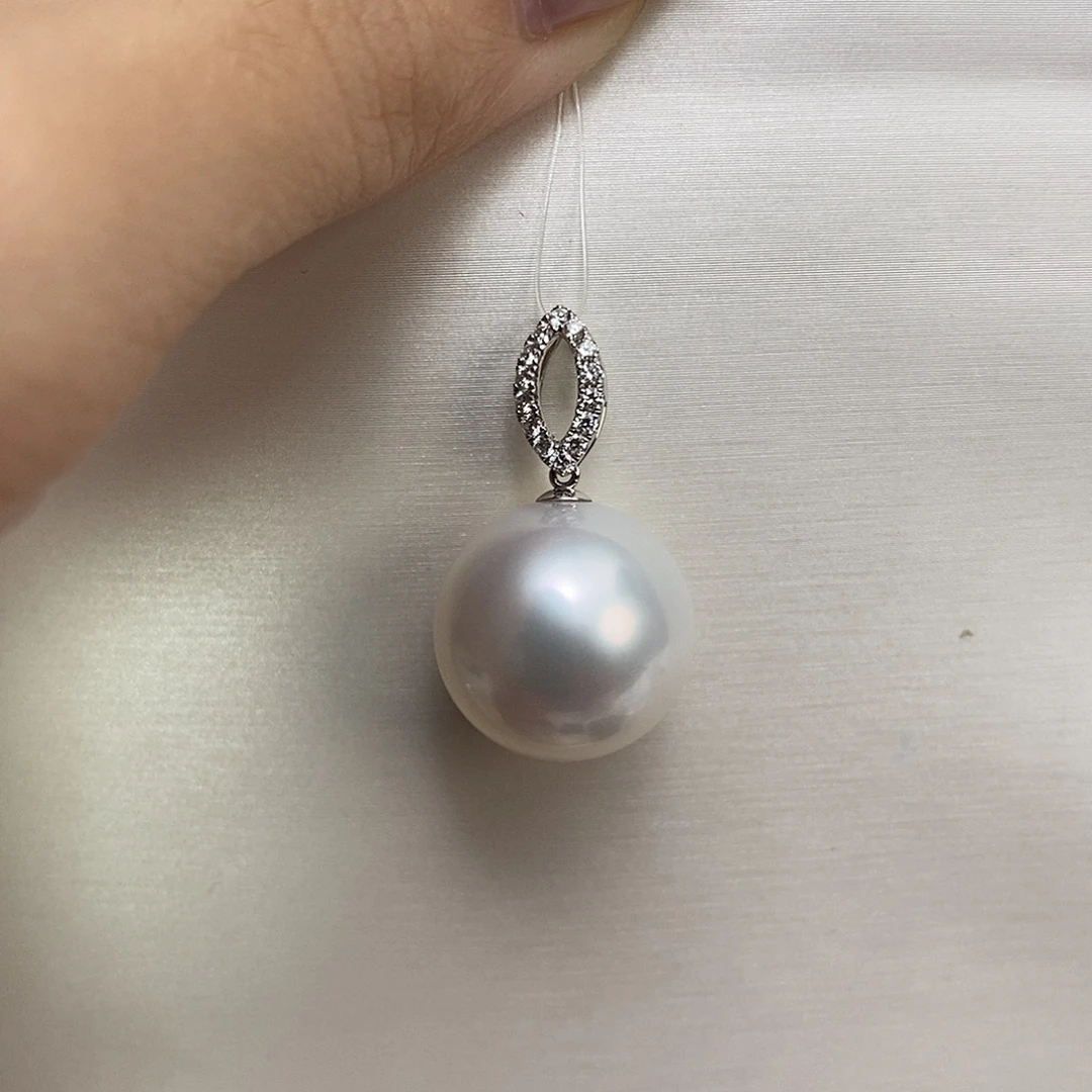 海水珍珠吊坠(不含链)18K金镶嵌澳白16-17