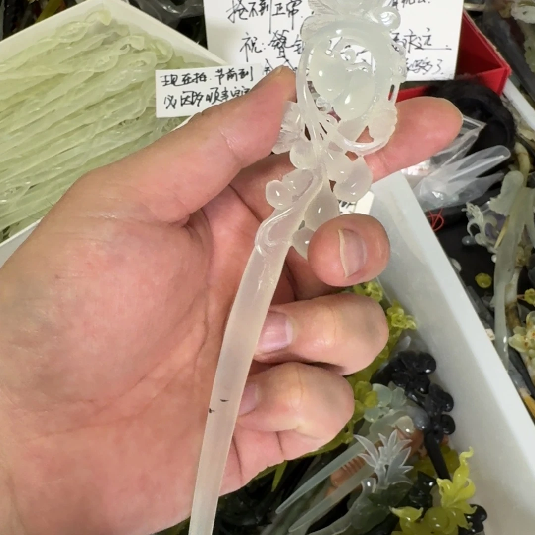 岫玉发饰未镶嵌明君玉簪就是好看