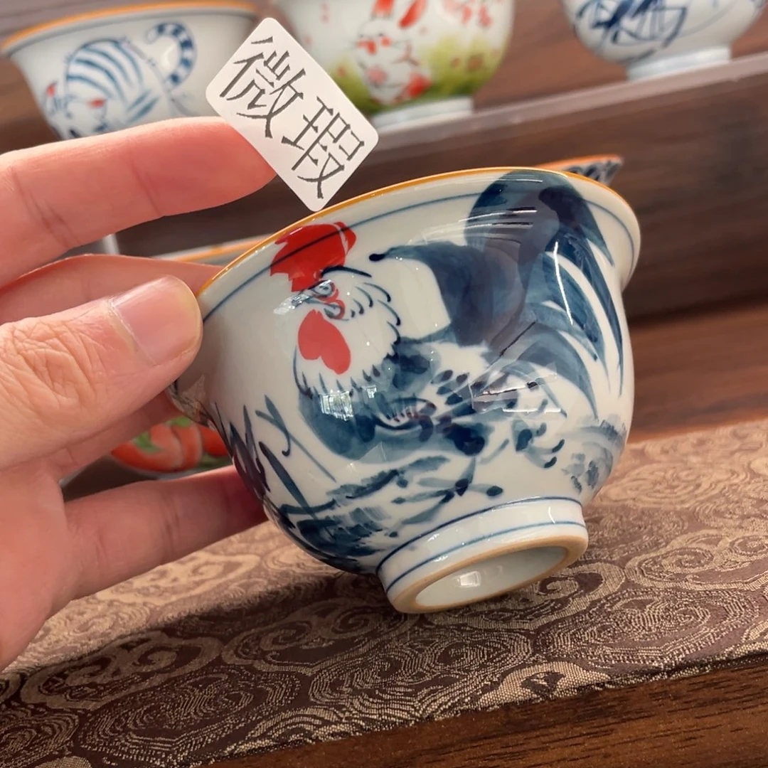 釉下手绘茶具微瑕
