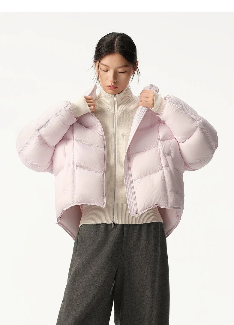 短款连帽泡芙保暖时尚潮流纯色ins冬季女羽绒服外套