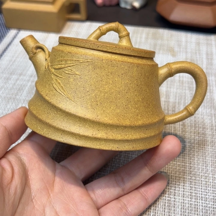 茶壶紫砂节节高升，容量180毫升，本绿