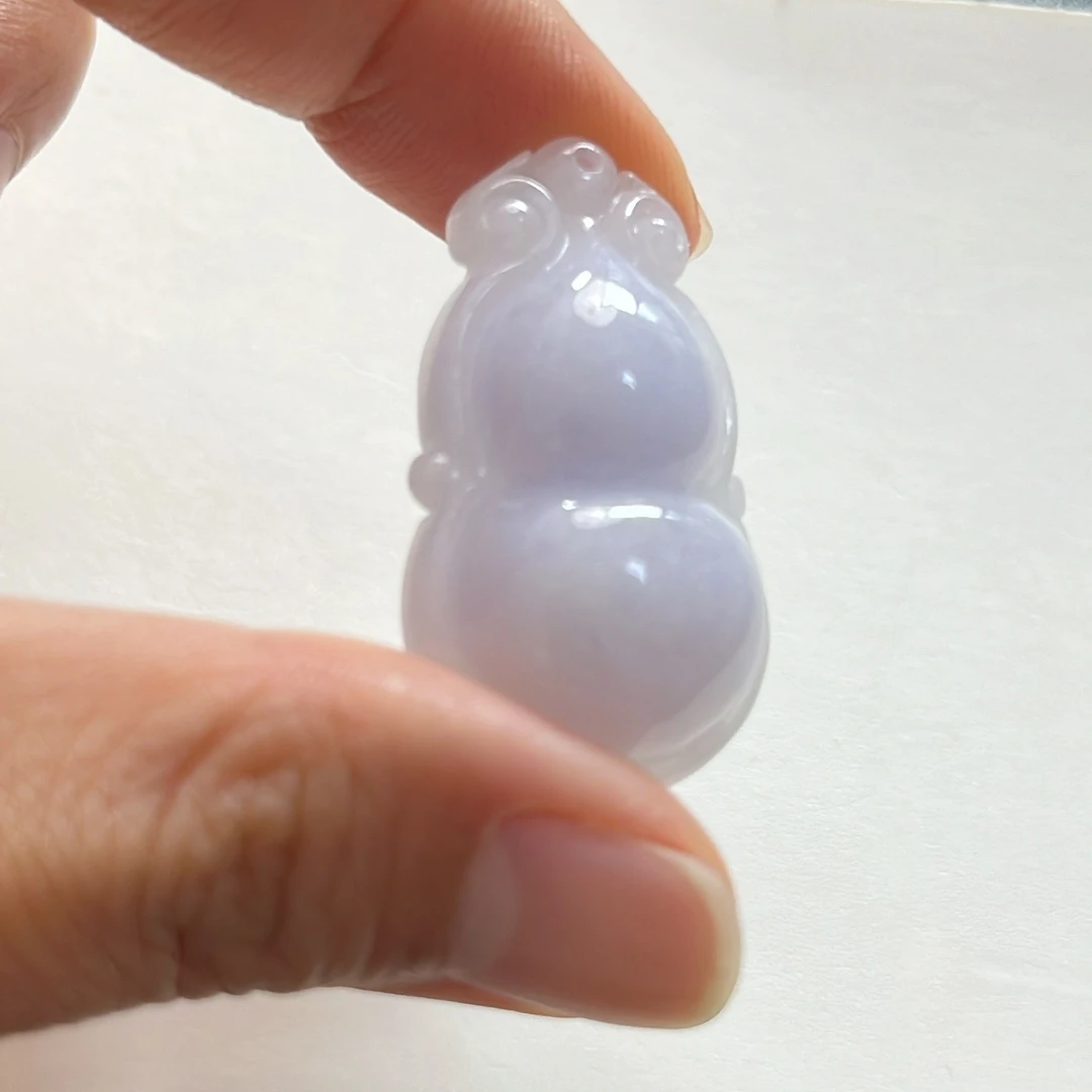 天然缅甸翡翠A货，紫罗兰厚装葫芦