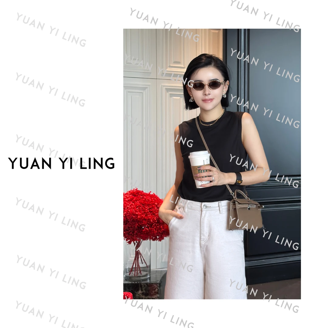 袁艺灵【百搭无袖t】四季款32支100%精梳棉多色圆领无袖T恤