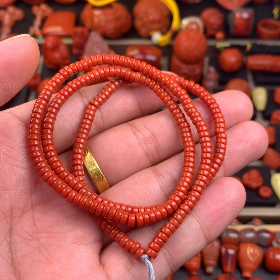 南红玛瑙未镶嵌直切药片佛珠4/2